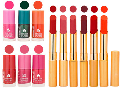 

Aroma Care Perfect Combo of Nail Polish and Rythm Lipstick Popular Shades in Wholesale Rate 2332017049(Set of 12)