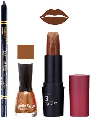 

Fashion Bar Nail Polish , OTG Lipstick , Black Kajal Combo 110(Set of 3)