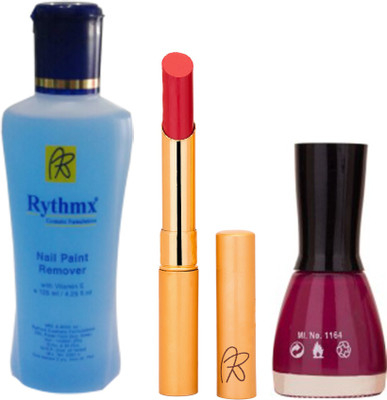 

Rythmx RythmX Valentino Lipstick +Nail Polish Combo 2206201624(Set of 3)