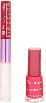 

Color Fever Long Lasting 4741609 Red Lipstick+Red Nail Polish(Set of 2)