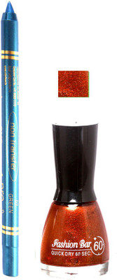 

Fashion Bar Glitter Dark Brown Nail Polish With Pro Non Transfer Turquoise Blue Kajal 87(Set of 2)