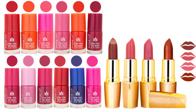 Aroma Care Lot of 12-piece Surprise Nail Polish Set and Rythm Lipsticks Combo 49(Set of 16)