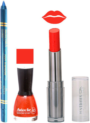 

Rythmx Lipstick , Nail Polish And Turquoise Blue Kajal Makeup Combo 1141(Set of 3)