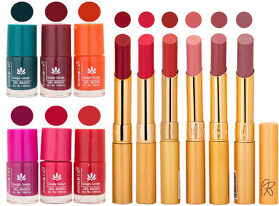 

Aroma Care Famous Combo of Nail Polish with Rythm Long Lasting Lipstick Sets 183201745(Set of 12)