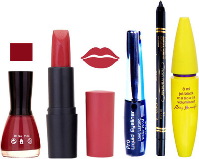 

Rythmx Lipstick, Nail Polish, Eyeliner,Black Kajal Makeup Combo Kit 1314(Set of 5)