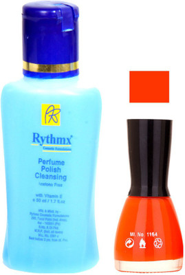 Rythmx FantasyOrange Shades Nail Polish With Extra Strenth Polish remover 48033(Set of 2)
