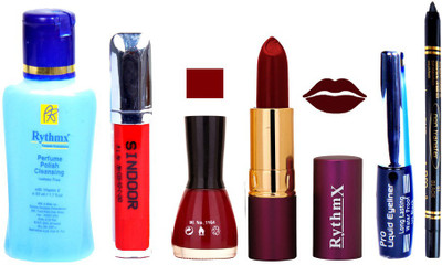 

Rythmx Lipstick ,Remover, Sindoor, Nail Polish,EyeLiner,Black Kajal, Makeup kit Combo 12081(Set of 6)