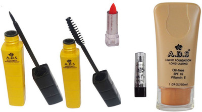 

ADS Eyeliner, Mascara, Foundation, Lipstick and Kajal(Set of 5)