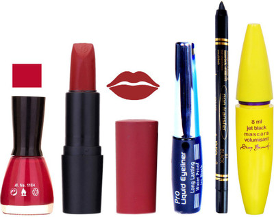 

Rythmx Lipstick, Nail Polish, Eyeliner,Black Kajal Makeup Combo Kit 1329(Set of 5)