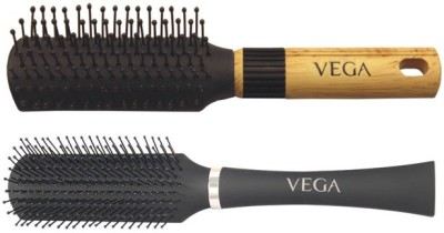 

VEGA Basic Mini - Flat Hair Brush R5-Fb With Premium Collection Flat Brush (Black)(Set of 2)