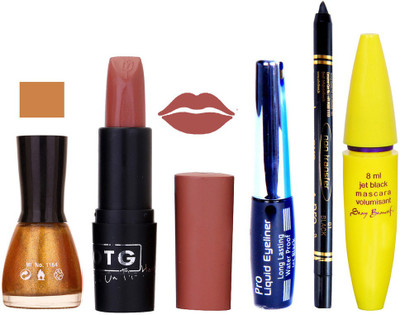 

Rythmx Lipstick, Nail Polish, Eyeliner,Black Kajal Makeup Combo Kit 1343(Set of 5)