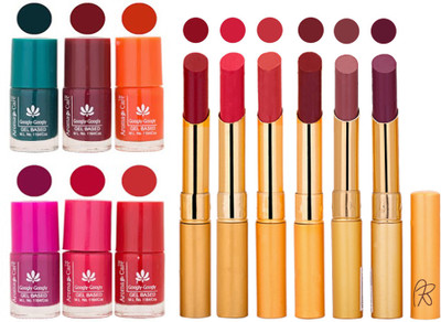 

Aroma Care Famous Combo of Nail Polish with Rythm Long Lasting Lipstick Sets 183201714(Set of 12)
