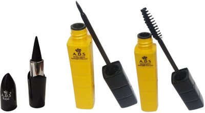 

ADS Waterproof Eyeliner and Mascara with PhotoGenic Ultimate Black Kajal(Set of 3)