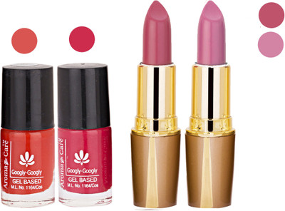 

Aroma Care Orange Nail Polish + Purple Lipstick Combo 2907201654(Set of 4)