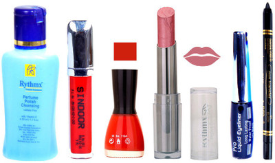 

Rythmx Lipstick And Nail Polish + Eyliner + Sindoor + Remover + Kajal Makeup Combo Pack(Set of 6)
