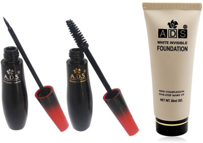 

ADS Waterproof Eyeliner / Mascara / White Invisible Foundation(Set of 3)
