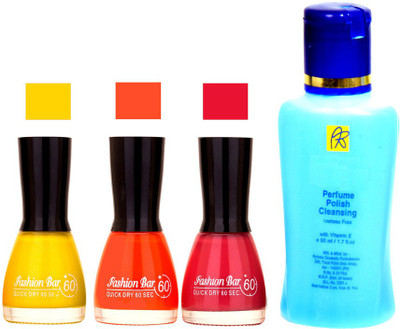 

Fashion Bar Strengthening Nail Polish Remover Yellow,fantasy Orange,eon Pink Shades Nail Polish 52439(Set of 4)