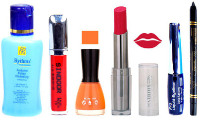 

Rythmx Lipstick And Nail Polish + Eyliner + Sindoor + Remover + Kajal Makeup Combo Pack(Set of 6)