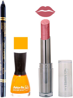 

Rythmx Lipstick , Nail Polish And Stay On Black Kajal Makeup Combo 1044(Set of 3)