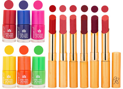 

Aroma Care Makeup Women Nail Polish and Exclusive Long Lasting Lipstick Set 47(Set of 12)
