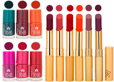 

Aroma Care Famous Combo of Nail Polish with Rythm Long Lasting Lipstick Sets 183201836(Set of 12)