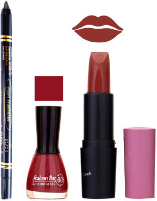 

Fashion Bar Nail Polish , OTG Lipstick , Black Kajal Combo 50(Set of 3)
