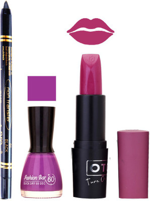 

Fashion Bar Nail Polish , OTG Lipstick , Black Kajal Combo 106(Set of 3)