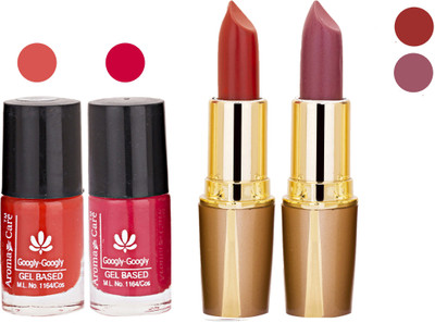 

Aroma Care Orange Nail Polish + Maroon Lipstick Combo 2907201666(Set of 4)