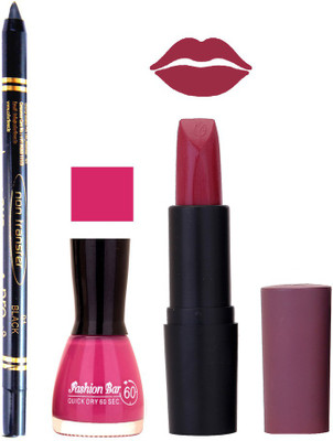 

Fashion Bar Nail Polish , OTG Lipstick , Black Kajal Combo 65(Set of 3)