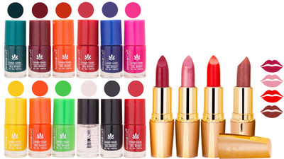 

Aroma Care Gel Nail Polish Set Quick Dry, Long Lasting and Creamy Matte Lipstick Combo 1114(Set of 16)