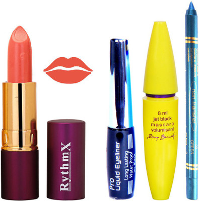 

Rythmx Lipstick ,Black Eyeliner,Kajal, Jet Mascara Makeup Combo Pack(Set of 4)