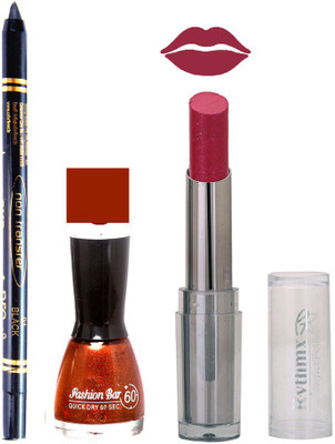 

Rythmx Lipstick , Nail Polish And Stay On Black Kajal Makeup Combo 1039(Set of 3)