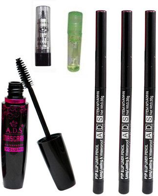 

ADS 1625 Mascara, Kajal, Lip Liner Pencils, Lip Gloss(Set of 6)