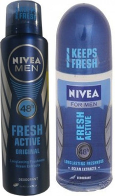 

Nivea Fresh Active Orignal Body Spray,Fresh Active Roll On(Set of 2)