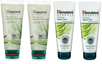 

Himalaya Aloe vera facewash and neem pack 50gm(Set of 4)