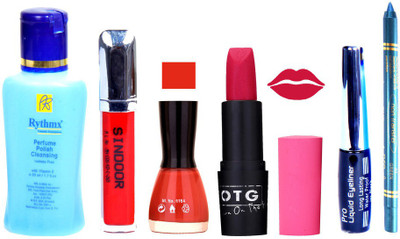 

Rythmx Remover, OTG Lipstick, Sindoor, Nail Polish,EyeLiner, Remover,Turqoise Blue Kajal, Makeup kit Combo 10031(Set of 6)