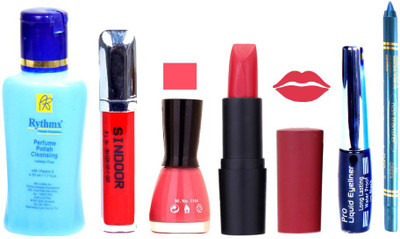 

Rythmx Remover, OTG Lipstick, Sindoor, Nail Polish,EyeLiner, Remover,Turqoise Blue Kajal, Makeup kit Combo 10047(Set of 6)