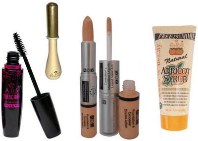 

ADS Eye liner / Mascara / Scrub / Foundation & Concealer Double Action(Set of 4)
