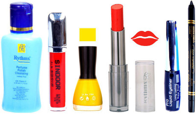 

Rythmx Lipstick And Nail Polish + Eyliner + Sindoor + Remover + Kajal Makeup Combo Pack(Set of 6)