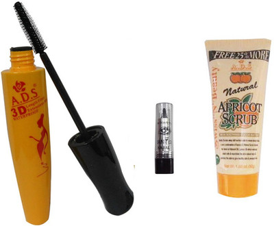 ADS Mascara, Kajal and 50gm Scrub(Set of 3)