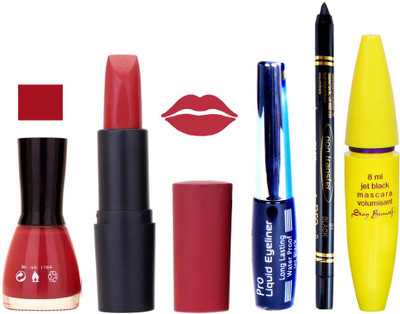 

Rythmx Lipstick, Nail Polish, Eyeliner,Black Kajal Makeup Combo Kit 1321(Set of 5)