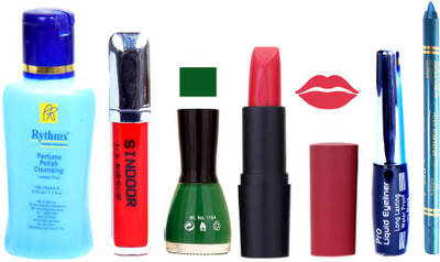 

Rythmx OTG Lipstick, Sindoor, Nail Polish,EyeLiner, Remover,Turqoise Blue Kajal, Makeup kit Combo 10048(Set of 6)