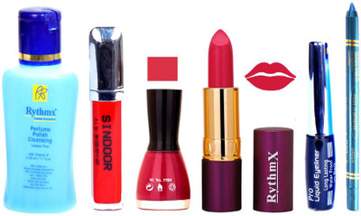

Rythmx Lipstick ,Remover, Sindoor, Nail Polish,EyeLiner,Turqoise Blue Kajal, Makeup kit Combo 12035(Set of 6)
