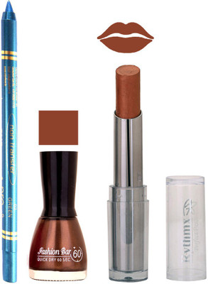

Rythmx Lipstick , Nail Polish And Turquoise Blue Kajal Makeup Combo 1138(Set of 3)