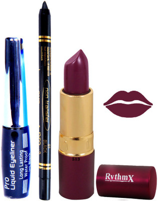 

Rythmx Mauve Lipstick Eyeliner Kajal Combo Kit 78089(Set of 3)