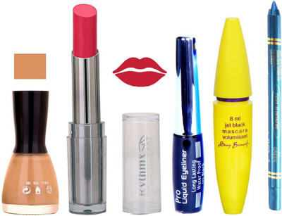 

Rythmx Lipstick, Nail Polish, Kajal, Eyeliner, Mascara, Sindoor, Nail Polish Remover Makeup kit Combo offer Pack of 7(Set of 7)