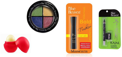 

Blue Heaven eye shadow,bold mascara,expression kajal,lip bomb(Set of 4)