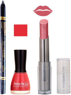 

Rythmx Lipstick , Nail Polish And Stay On Black Kajal Makeup Combo 1083(Set of 3)