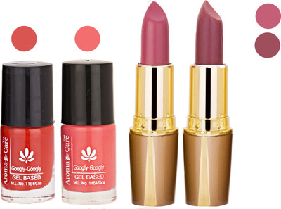 

Aroma Care Orange Nail Polish + Purple Lipstick Combo 2907201677(Set of 4)