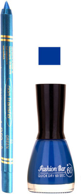 

Fashion Bar Blue Nail Polish With Pro Non Transfer Turquoise Blue Kajal 60(Set of 2)